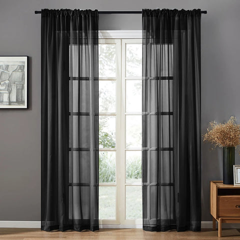 Modern Nordic Sheer Tulle Window Curtains Solid White Gray Black Screening Voile Drapes Living Room Home Decor Furniture Cover