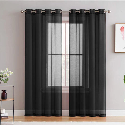 Modern Nordic Sheer Tulle Window Curtains Solid White Gray Black Screening Voile Drapes Living Room Home Decor Furniture Cover