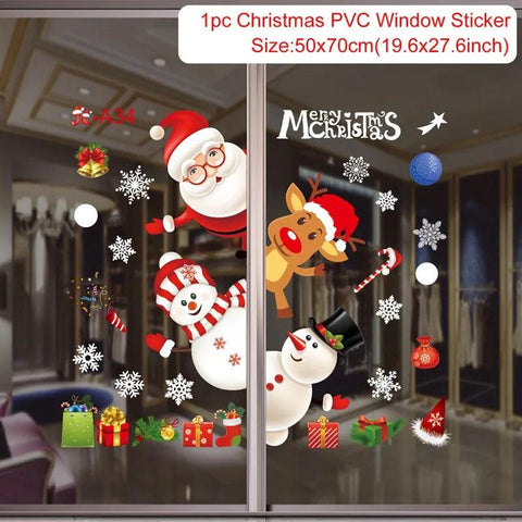 Merry Christmas Decoration for Home 2025 Wall Window Sticker Ornaments Garland New Year Festoon Christmas Decoration Noel