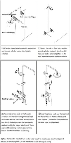 Black Bronze Bathroom Shower Faucet Set Wall Mount Dual Handle with Handshower Brass Bathroom Shower Hot Cold Water  Mixer Tap