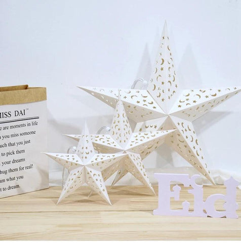 30-75cm Christmas Hollow Star Hanging Pendant Window Grille Christmas Decoration for Home 2024 Paper Lampshade Wedding Xmas Gift