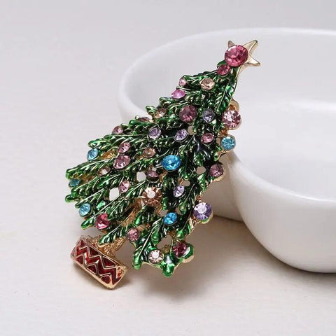 Wuli&baby Green Enamel Tree Brooches Women Men Christmas Tree Party Causal Office Brooch Pins Gifts