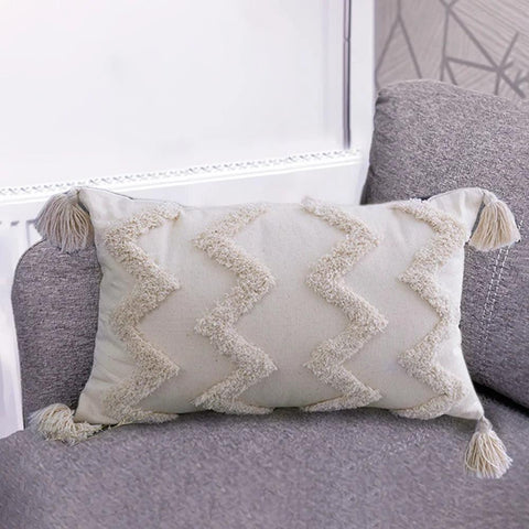 Boho  Pillowcase With Tassels Handmade Woven Pillowcase Sofa Living Room Decoration Home Decor Beige Tassels Cushion Cover