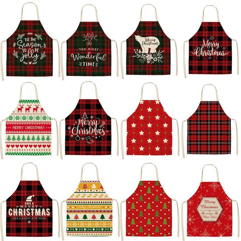 Linen Merry Christmas Apron Christmas Decorations for Home Kitchen Accessories 2024 Christmas Natal Navidad 2025 New Year Gifts