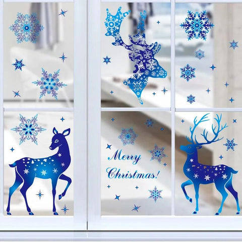 Christmas window Glass Electrostatic Sticker santa snowflake Winter Wall Stickers Merry Christmas Home Decoration new year Decal