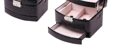 3-Layer PU Leather Large Jewelry Box Organizer Portable European-Style Multi-Function Necklaces Jewelry Storage Case Casket