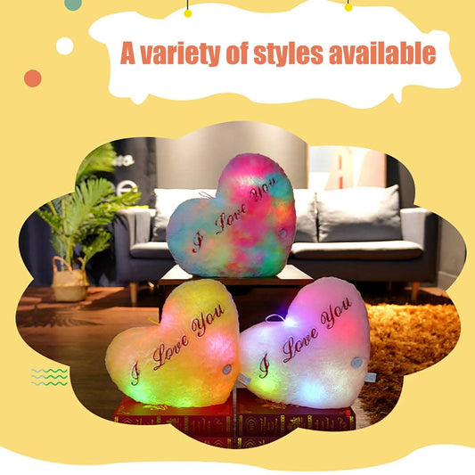 50cm Creative Light Up Led Heart Shaped Stuffed Plush Letter Lovers Colorful Glowing Gift For Girlfriend Pillow Valentine's Day