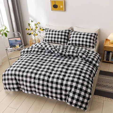 Soft Geometric Print King Size Bedding Set with Cozy Queen Size Duvet Cover, Stylish Full Single Double Bed Quilt Cover, and Pil