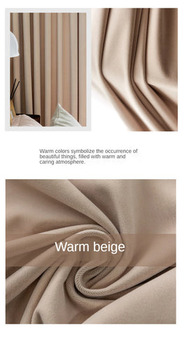 Modern Beige Velvet Curtains for Living Dining Room Bedroom Australian Cashmere Blackout Custom Door Window Drape Room Decor