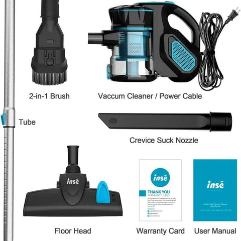 Vacuum Cleaner Corded INSE I5 18Kpa Powerful Suction 600W Motor Stick Handheld Vaccum Cleaner for Home Pet Hair Hard Floor