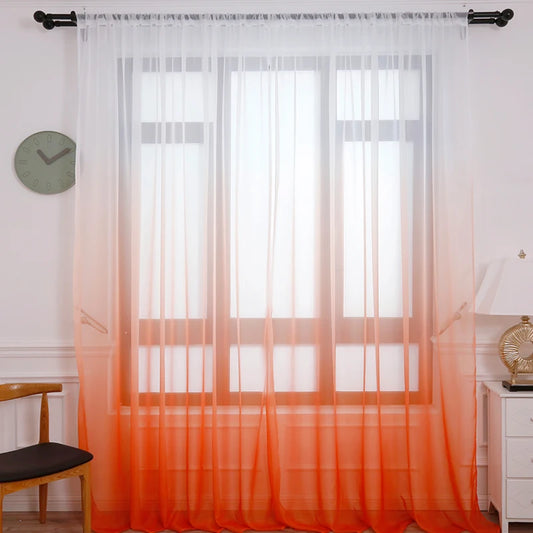 Modern Blue Gradient color Curtain  Sheer Curtains for Living Room Bedroom Tulle Decorative Kitchen Hotel home at Window Panels