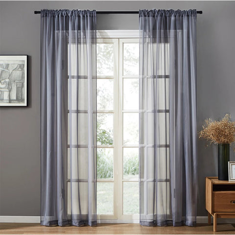 Modern Nordic Sheer Tulle Window Curtains Solid White Gray Black Screening Voile Drapes Living Room Home Decor Furniture Cover