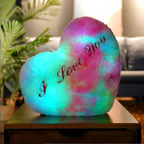 50cm Creative Light Up Led Heart Shaped Stuffed Plush Letter Lovers Colorful Glowing Gift For Girlfriend Pillow Valentine's Day