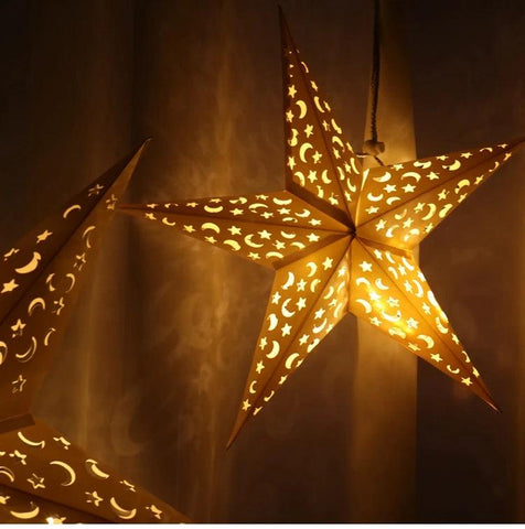 30-75cm Christmas Hollow Star Hanging Pendant Window Grille Christmas Decoration for Home 2024 Paper Lampshade Wedding Xmas Gift