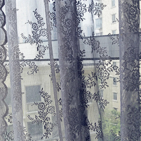 OUNEED Sheer Curtain Tulle Window Treatment Voile Drape Valance 1 Panel Fabric Warp Knit Double Lace Curtain Gray Pink White