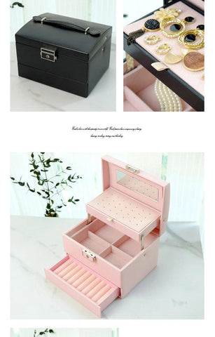 Jewelry Box Portable Necklace Earrings Display Rings Holder Jewelry Organizer Packaging PU Leather Storage Gift For Woman