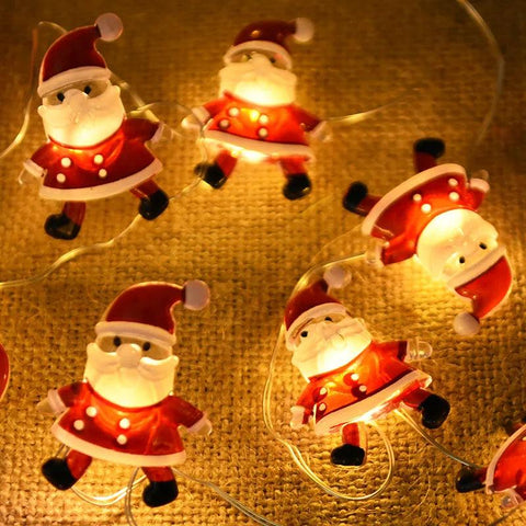 2M 20LED Santa Claus Snowflake LED Light String Christmas Decoration For Home Xmas Tree Ornament 2024 Navidad Kids Gift New Year