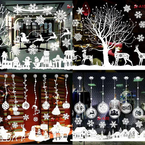 Christmas window Glass Electrostatic Sticker santa snowflake Winter Wall Stickers Merry Christmas Home Decoration new year Decal