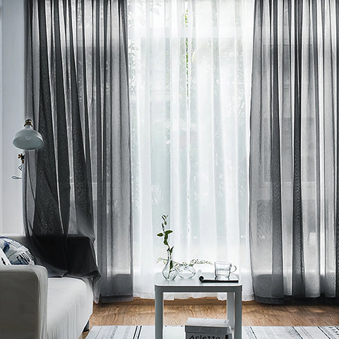 Modern Nordic Sheer Tulle Window Curtains Solid White Gray Black Screening Voile Drapes Living Room Home Decor Furniture Cover