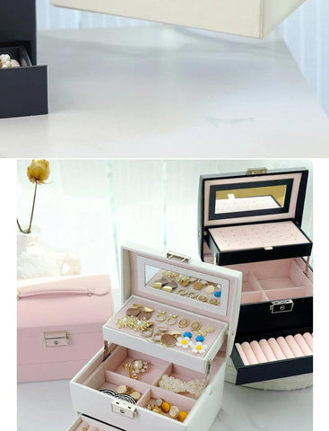 Jewelry Box Portable Necklace Earrings Display Rings Holder Jewelry Organizer Packaging PU Leather Storage Gift For Woman