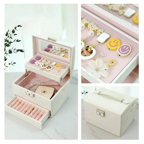 Jewelry Box Portable Necklace Earrings Display Rings Holder Jewelry Organizer Packaging PU Leather Storage Gift For Woman