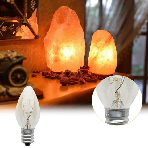 10pcs E12 Light Bulb 220V 10W 100LM 2700K Transparent Warm Color C7 Incandescent Tungsten Night Lamp Bulb Himalayan Salt Lamp