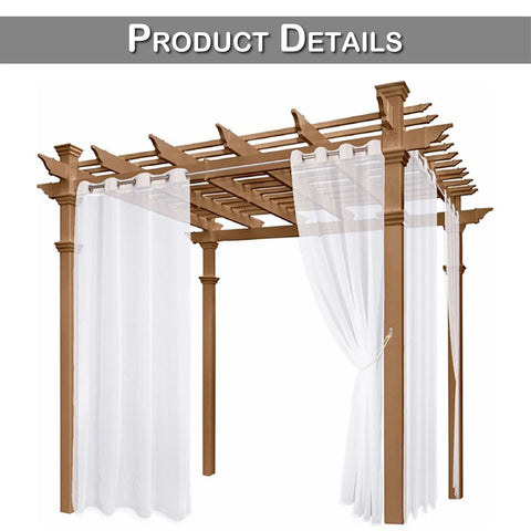 Outdoor Curtain For Patio Waterproof Breathable Lawn Sheer Curtains Garden White Grommet Window Curtains Exterior Pergola Decor