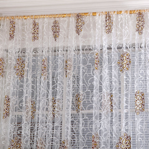 Modern White Sheer Curtains for Living Room Embroidered Retro Pattern Curtain Bedroom Bathroom Tulle Curtains Window Drapes