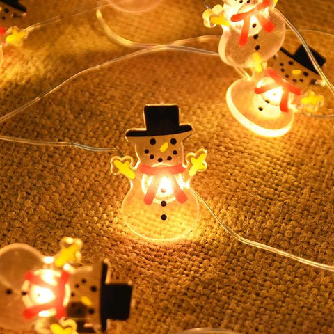 2M 20LED Santa Claus Snowflake LED Light String Christmas Decoration For Home Xmas Tree Ornament 2024 Navidad Kids Gift New Year