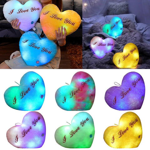 50cm Creative Light Up Led Heart Shaped Stuffed Plush Letter Lovers Colorful Glowing Gift For Girlfriend Pillow Valentine's Day