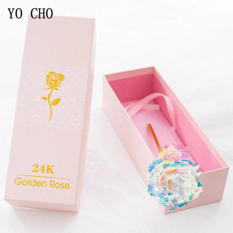 Plated Gold Rose Artificial Flower 24K Foil Rose Galaxy Box Birthday Valentine Mother's Day Christmas Creative Gift