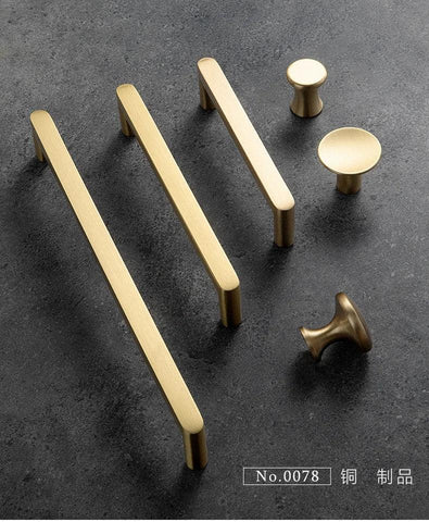 Cabinet Handle Drawer Wardrobe Pulls Solid Brass Cupboard Pull Dresser Knob Brass Furniture Long Handle Cocina Accesorio