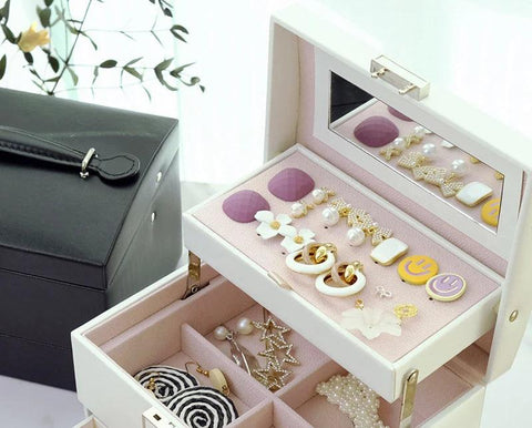 Jewelry Box Portable Necklace Earrings Display Rings Holder Jewelry Organizer Packaging PU Leather Storage Gift For Woman