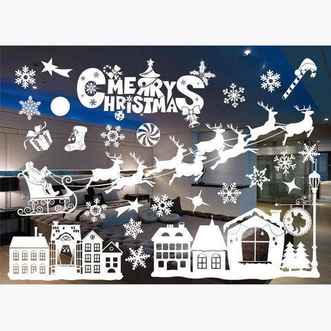 Christmas window Glass Electrostatic Sticker santa snowflake Winter Wall Stickers Merry Christmas Home Decoration new year Decal