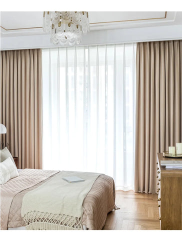 Modern Beige Velvet Curtains for Living Dining Room Bedroom Australian Cashmere Blackout Custom Door Window Drape Room Decor