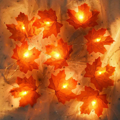 2M 10LED Artificial Autumn Maple Leaves Garland Led Fairy Lights for Christmas Decoration Thanksgiving Party DIY Decor Halloween