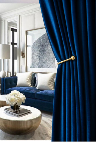 Fashion Royal Blue Velvet Curtains for Living Room Luxury Blackout Bedroom European Window Kitchen Elegant Solid Color Tulle