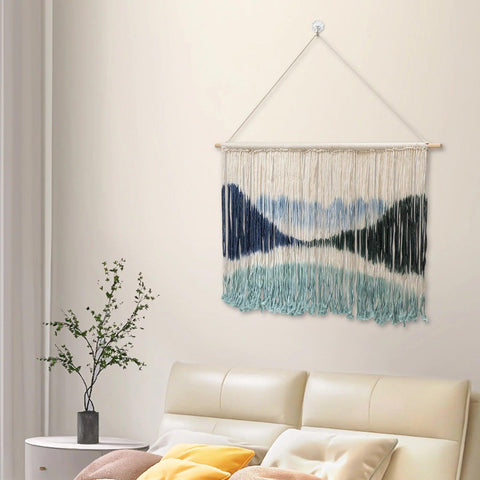 Modern Nature Wall Decor Large Macrame Wall Hanging 43x28in Dip Dye Art Tapestry for Home Office