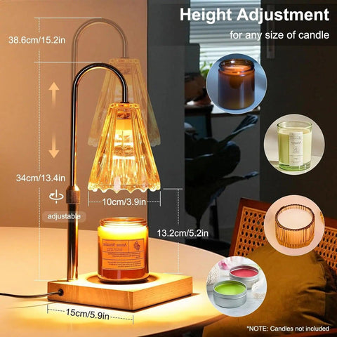 Lightess Candle Warmer Lamp, Electric Candle Lamp Warmer with Timer & Dimmer, Height Adjustable, with 2 Bulbs