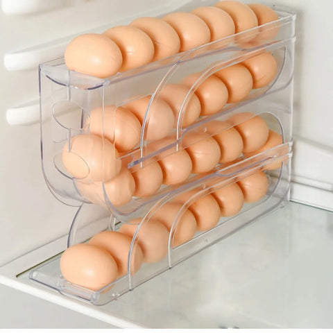 3 Layer / 4 Layer Automatic Egg Roller New Household Kitchen Dedicated Egg Roller Rack Space Saving Large Capacity Egg Organiser