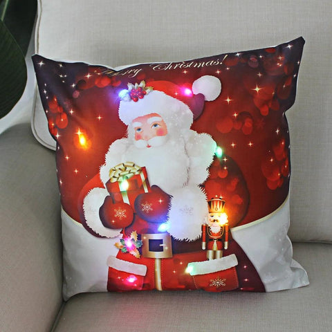 45cm LED Christmas Cushion Cover Glowing Pillowcase with Lights 2023 Christmas Decorations for Home Navidad New Year Xmas Decor