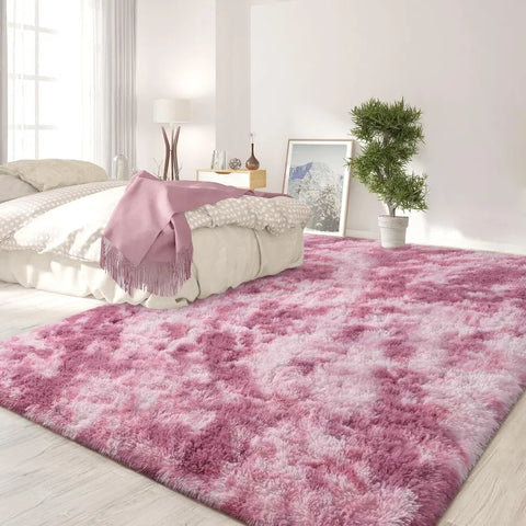 Feet Large Area Rugs, Tie-Dyed Light Grey Shaggy Rug Fluffy Throw Carpets, Ultra Soft Plush Modern Indoor Fuzzy Rugs