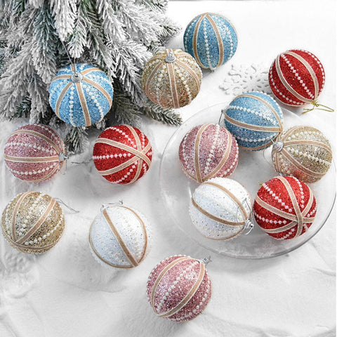 Luxury Ball Pearl Sticky Hanging Christmas Supplies Foam Ball Pendant Window Christmas Tree Decorations 8cm / 3in