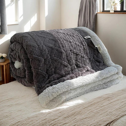 Winter Cozy Blanket Thick Double Side Microfiber Fleece Fabric Super Soft Throw Blanket Comfortable Bed Warm Sofa Cover 2.3X2m