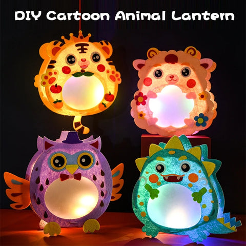 Cute DIY Cartoon Animals Lantern Children Felt Handcrafts New Year Mid-Autumn Spring Festival Stereo Festival Lantern Kids Gifts