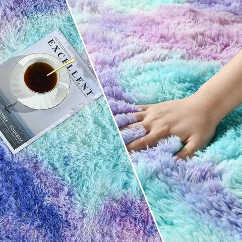 Large Shag Area Rugs, Tie-Dyed Plush Fuzzy Rugs for Living Room, Ultra Soft Fluffy Furry Rugs for Bedroom