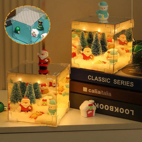 DIY Christmas Nightlight Material Pack LED Handmade Luminous Magic Cube Christmas Santa Claus Desktop Decorative Craft Gift