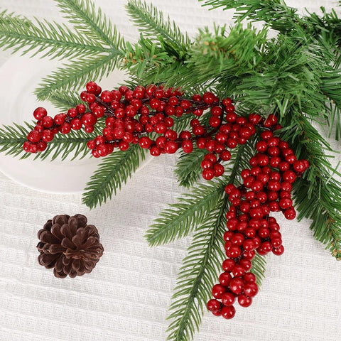 Artificial Red Berry Flowers Bouquet Fake Plant for Home Vase Decor Xmas Tree Ornaments New Year Party Christmas Decoration