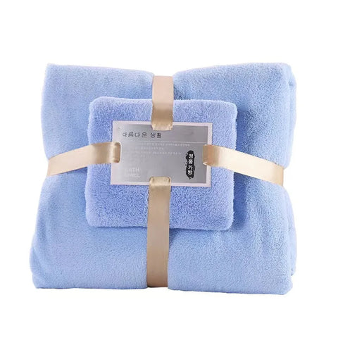 2PC Bath Towels Set Super Soft Highly Absorbent Quick-drying Coral Velvet Bath Towel For Adults Hotel & Spa Use