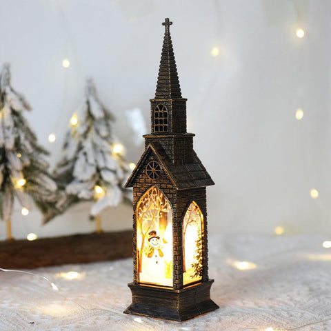 Christmas Decoration LED Electronics Wind Lantern Small Church Ornament Catholic Angel Jesus Holy Family Home Room Shelf Garnish